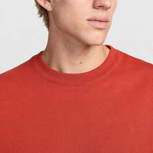 <b>Men's</b> <b>Red</b> Crew Neck Sweatshirt 100% Cotton Knitted Regular Fit Solid Color Casual Autumn Wear - Product Image 6