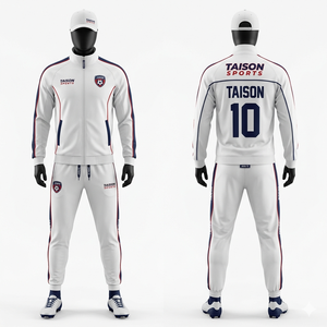 Premium 220 GSM Polyester Soccer Tracksuit Blue Slim Fit Panel Stripe Custom Logo Set - Product Image 4