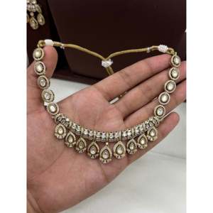 Indian Ethnic <b>Gold</b> Plated Geometric Necklace & Earring <b>Set</b> for Women - Product Image 2