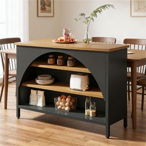 Isola da Cucina con Scaffale Portaoggetti e Armadietto Portaposate, Soluzione Pratica per l'Organizzazione della Cucina - Product Image 3