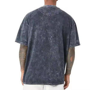 T-shirt en coton tie-dye surdimensionné pour homme, manches courtes, col rond, style streetwear, design uni, coupe classique, jersey tricoté - Product Image 2