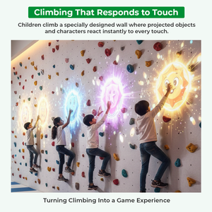 Système de mur d'escalade interactif Eshark pour enfants, jeu d'intérieur |   Matériau ABS |   Gonflable |   8 pieds x 6 pieds |   INEK00016 - Product Image 1