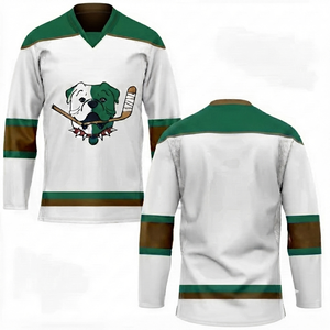Maillot de hockey sur glace tendance en tissu mesh à séchage rapide, col en V, unisexe, pour adulte, impression numérique du nom/numéro/nom du joueur, tissu mesh - Product Image 1