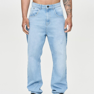 Men's <b>Light</b> Wash Straight Leg High Waist Denim Jeans Casual Cotton Regular Fit Spring Style - Product Image 1