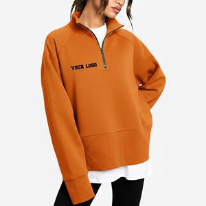 Sweat-shirt pour femme personnalisé brodé sur le devant, demi-zip, tendance, épais, automne-hiver, 100 % coton respirant - Product Image 1