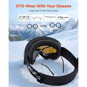 Occhiali da Sci Senza Montatura con Rivestimento Revo Blu Scuro per Uomo e Donna, Occhiali da Neve Antiappannamento OTG con Lente Cilindrica Magnetica e Telaio in TPU - Product Image 5