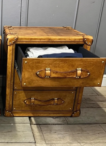 Commode à tiroirs vintage en cuir, coffre de rangement en bois, table de chevet, valise antique, meuble de décoration intérieure, ensemble de tiroirs de luxe - Product Image 5