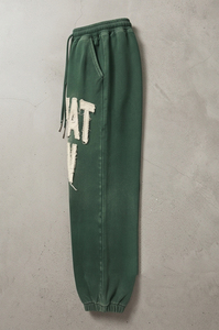 Distressed Embroidered Woolen High Waist <b>Drawstring</b> Sweatpants Men's Vintage Straight Leg Winter Washed Jogger - Product Image 5