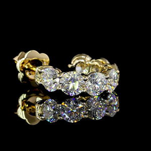 Pendientes de Aro con Diamantes Cultivados en Laboratorio de Corte Redondo, Oro de 10K, 14K, 18K, Plata 925, 935, Engastados con Puntas, Joyería Fina - Product Image 4