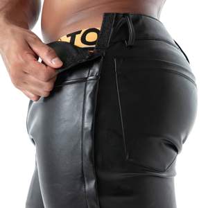 Pantalon en cuir formel Kinky Chippendale pour homme, coupe slim, taille élastique, noir, imperméable, éco-responsable, style fetish, sexy - Product Image 2