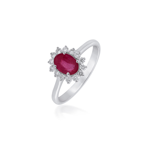 Anillo de Plata de Ley 925 con Rubí y Circonita Cúbica Ovalada para Hombre, de Ivaan Jewels, con Halo, para Compromiso o Boda, Chapado en Rodio - Product Image 4