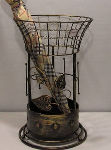 Porte-parapluie autoportant en laiton antique avec motif feuille, grande capacité, pour la décoration intérieure - Product Image 5