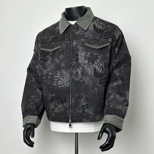 Unisex Corduroy <b>Bomber</b> <b>Jacket</b> Windproof Mandarin Collar Casual <b>Summer</b> Style Polyester Cotton Blend - Product Image 4