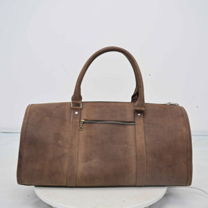 Sac de voyage en cuir véritable pour homme, doublure en coton, grande capacité, finition Crazy Horse, fermeture à glissière, sacs de voyage - Product Image 1