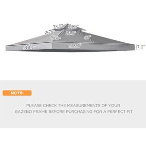 Telo di Ricambio a 2 Strati Grigio Chiaro per Gazebo da Esterno, Copertura Anti-UV 3x3 Metri per Padiglione, Giardino, Ombrellone da Patio - Product Image 3