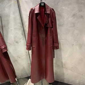 Vestes en cuir véritable haut de gamme décontractées pour femmes, manteaux longs en peau de mouton sur mesure, manteaux longs élégants en cuir de vache, vente en gros - Product Image 2
