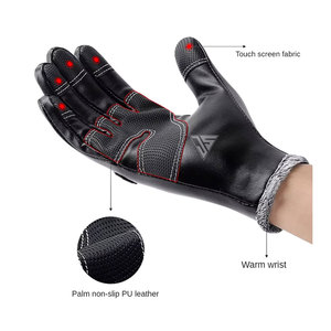Gants d'hiver pour hommes et femmes, chauds, 100% imperméables, en cuir de mouton, pour le ski, écran tactile, pour temps froid, doublure intérieure en fourrure - Product Image 6