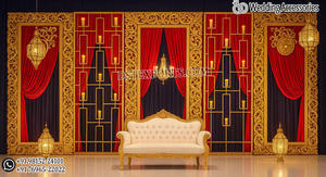 New Shagun Ceremony Stage Decor <b>Frames</b> Custom Buy Most Popular Easily Installation Foldable Golden Backdrop Panels Manufacturers - Product Image 6
