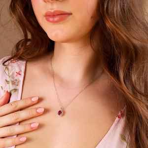 Collier en rubis véritable, argent sterling 925, bijoux en rubis de laboratoire authentiques, cadeaux d'anniversaire pour elle - Product Image 2