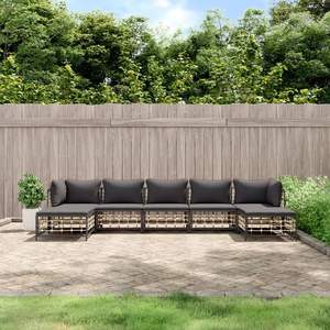 Conjunto de Muebles de Jardín de Poliratán Antracita con Acero con Recubrimiento en Polvo, Muebles de Exterior Duraderos - Product Image 1