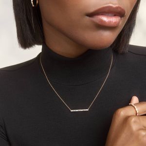Diamond Bar <b>Necklace</b> With 0.75 CTW Round And Baguette Cut Lab-Grown Diamonds in White Gold - Product Image 4