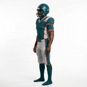 Ensemble uniforme de football vert sarcelle pour homme adulte, maillot à col en V, pantalon rembourré, casque, chaussettes, numéro 24 - Product Image 4