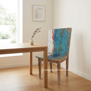 Handcrafted <b>Rustic</b> <b>Dining</b> <b>Chair</b> Reclaimed Boat Wood Eco-Friendly Original Color Indoor Outdoor Resort Home Villa Furniture - Product Image 4