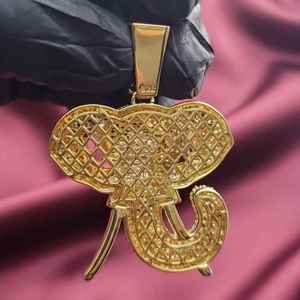 Elephant Pendant 22K Gold Plated <b>Crystal</b> Rhinestone Micro Pave Unisex Luxury <b>Animal</b> Charm Everyday Wear - Product Image 2
