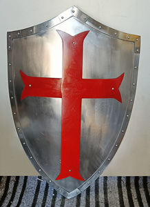 Escudo Templario Medieval Hecho a Mano con Diseño de Cruz Roja, Acero Suave, para Reenactment, Cosplay, Decoración, Regalo - Product Image 2