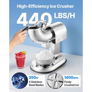 Macchina Elettrica per Ghiaccio Tritato a 4 Lame, 440 libbre all'ora, Interamente in Acciaio Inossidabile, con Ciotola per Coni di Neve - Product Image 1