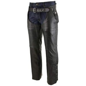 Samroz Sports Men's Black Premium Leather Motorcycle <b>Riding</b> <b>Chaps</b> W/Removable Insulating Liner All Seasons Seamless Fusing - Product Image 6