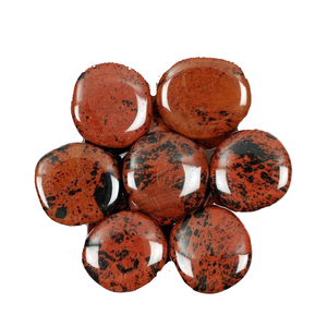 Pierre roulée naturelle de haute qualité acajou obsidienne paume plate dégringolée pierres précieuses plates ovales pierre de cristal de guérison palmier en gros - Product Image 3