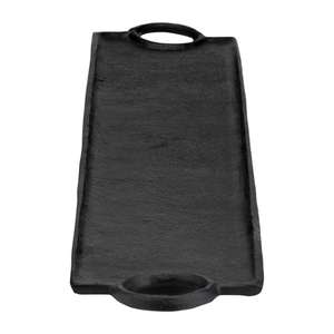 Plateau rectangulaire noir de grande taille avec poignées, décoration de Noël, plateaux de service en métal pour aliments, fournitures pour hôtels et restaurants - Product Image 1