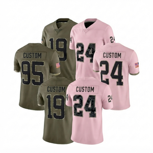 Custom American Football Jersey Wholesale OEM Heat-Transfer Printing Olive Green Pink Team Practice Uniform <b>Athletic</b> Sportswear - Product Image 1