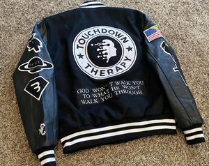 Custom Embroidered Varsity Jacket Unisex Preppy Style Stand Collar PU Leather Sleeve Letter N Glasses Globe Bow <b>Tie</b> Winter Wear - Product Image 3