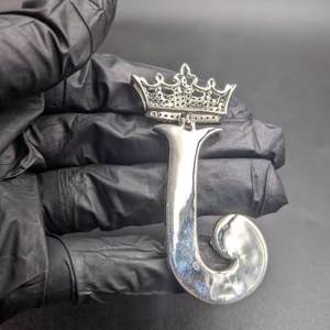 Luxury 925 <b>Silver</b> Moissanite Letter J Pendant With Crown Micro Pave Round Brilliant Cut Themed <b>Charm</b> Unisex Everyday Wear - Product Image 3