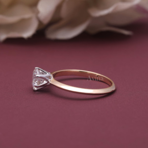 IGI Certified Lab Grown <b>Diamond</b> Solitaire Engagement <b>Ring</b> 18K Rose / White & Yellow Gold Round Brilliant <b>Diamond</b> <b>Ring</b> for Women - Product Image 5