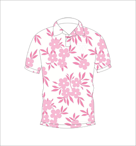Polo para Hombre con Silueta Floral Blanca y Rosa, Sublimación Personalizada, Manga Corta, Verano, Casual, Transpirable, Ligero, para Golf - Product Image 1
