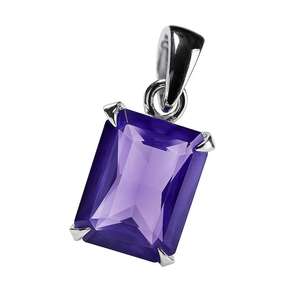 Pendentif en améthyste violette naturelle, argent sterling 925, collier avec pierre précieuse taille émeraude, bijoux fins, cadeau de fiançailles haut de gamme pour elle - Product Image 6