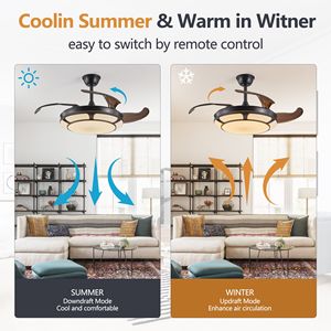 42\" Modern LED Chandelier <b>Ceiling</b> <b>Fan</b> <b>with</b> Retractable Light 6 Speed Adjustable Blades Quiet DC Motor <b>Remote</b> <b>Control</b> - Product Image 6