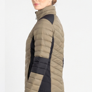 Manufacture Quilted <b>Padded</b> Jacket With Contrast Color Panels Stand Collar Full Sleeve Zipper Closure Winter Warm <b>Padded</b> Jackets - Product Image 3