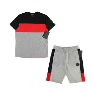 Ensemble de vêtements pour hommes, ensemble décontracté en coton pour l'été, ensemble deux pièces, t-shirts et shorts de plage, ensemble deux pièces imprimé pour homme, léger - Product Image 1