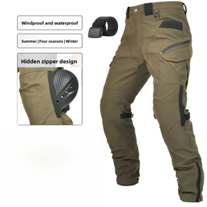Motorcycle Leather Cordura Riding Pants with CE Removable Knee & <b>Hip</b> Protectors | Waterproof Biker Trousers | Hike Impex - Product Image 1
