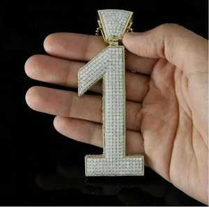 จี้ฮิปฮอปมอสซาไนต์ประดับเพชรเงินแท้ 925 จี้ตัวอักษรชื่อ จี้เลขนำโชค จี้ชื่อ เครื่องประดับคุณภาพสำหรับผู้ชาย - Product Image 2