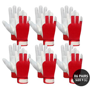 Gants de travail d'assemblage en cuir véritable pour adultes, à doigts entiers, avec manchette élastique et fermeture Velcro – Offre Spéciale - Product Image 3