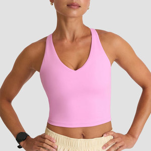 Camiseta Deportiva de Verano para Mujer con Sujetador Integrado, Cuello en V, Largo Regular, 100% Algodón, Secado Rápido, Transpirable, Ropa Deportiva para Gimnasio y Fitness - Product Image 6