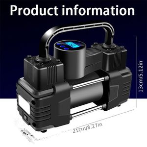 เครื่องอัดอากาศรถยนต์แบบพกพา-150 PSI เครื่องวัดความดันแบบดิจิตอลที่สูบลมยางไฟ LED สำหรับรถยนต์รถจักรยานไฮบริดไฟฟ้า - Product Image 2