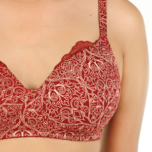 Elegante Sujetador Push-Up Rojo sin Varillas con Espalda en Y, Copa 3/4, Material de Spandex/Nylon sin Costuras, Lavable a Máquina para Mujer - Product Image 2