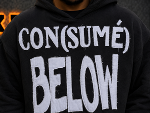 Men's <b>Black</b> Hooded <b>Sweatshirt</b> DTF print Below Hand Embroidery Streetwear Oversized Fit Autumn Wear - Product Image 5