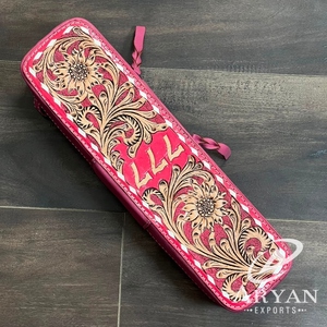 Support pour fer à friser en cuir véritable repoussé, design porte-bonheur 777, résistant à la chaleur, pour coiffure, support pour lisseur, Super Septembre - Product Image 1